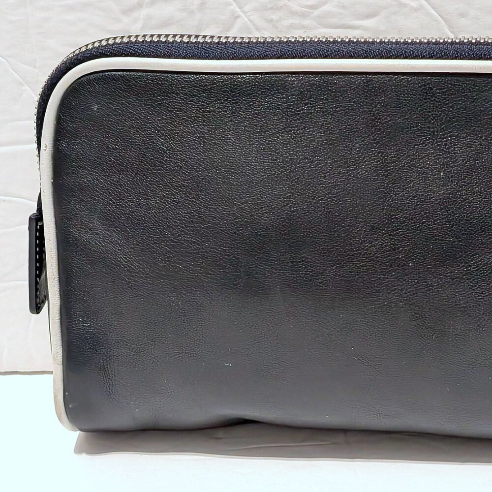RARE Vintage Coach Cosmetic Zip Pouch Black Leather Zip Pouch Travel Case